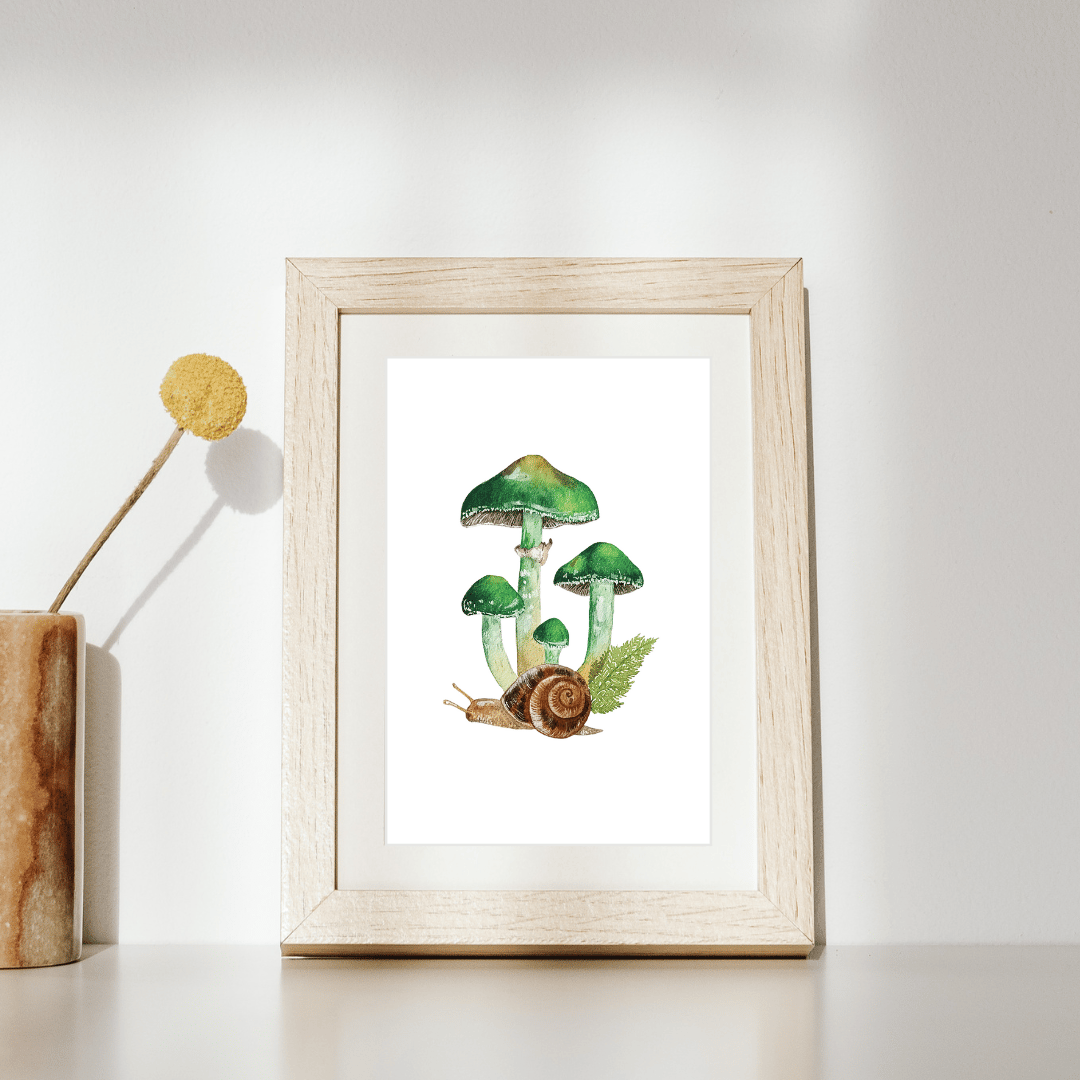 Image of Mushrooms and Snail LIMITED EDITION PRINT