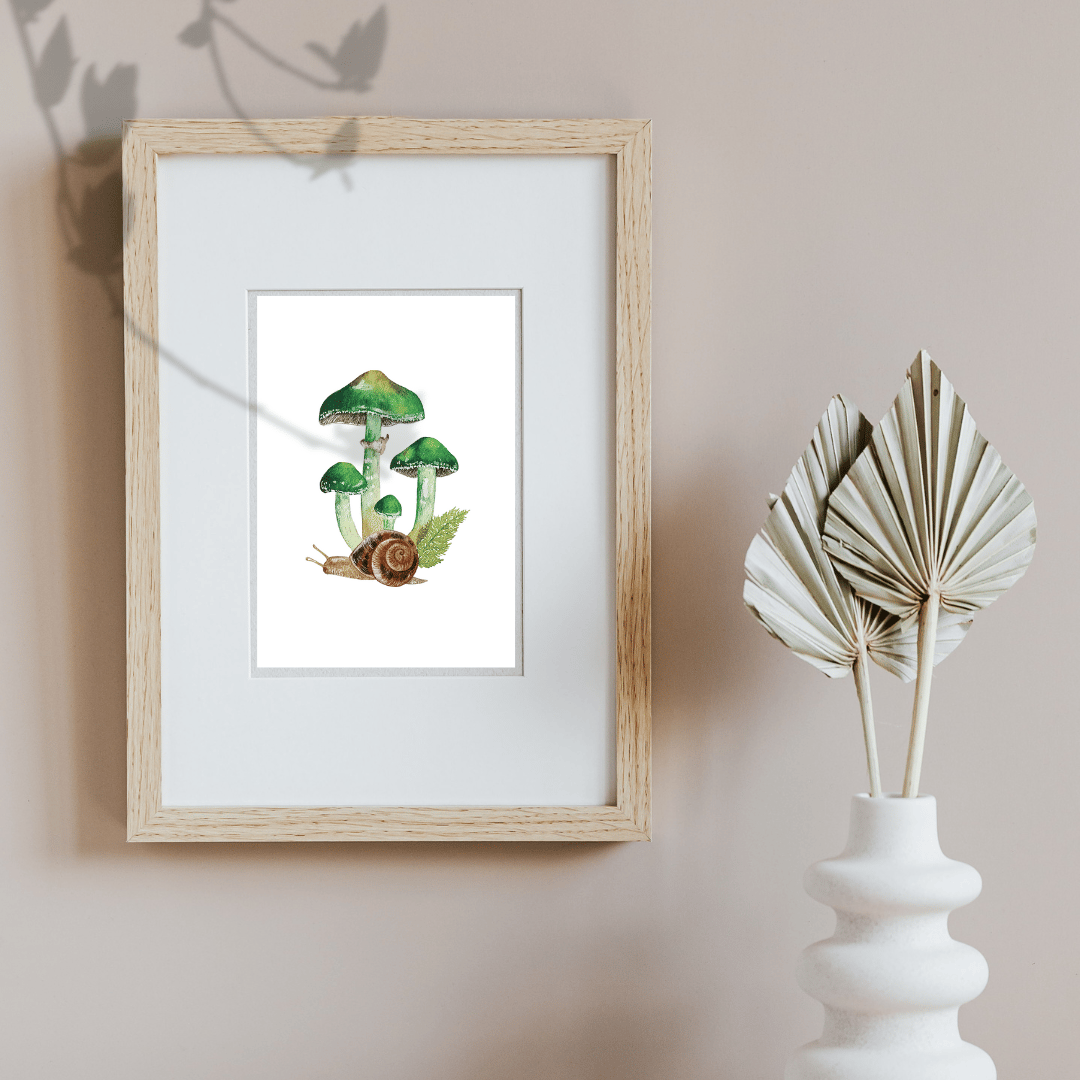 Image of Mushrooms and Snail LIMITED EDITION PRINT
