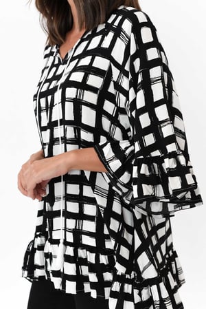 Image of Judy Black Check Tassal Top