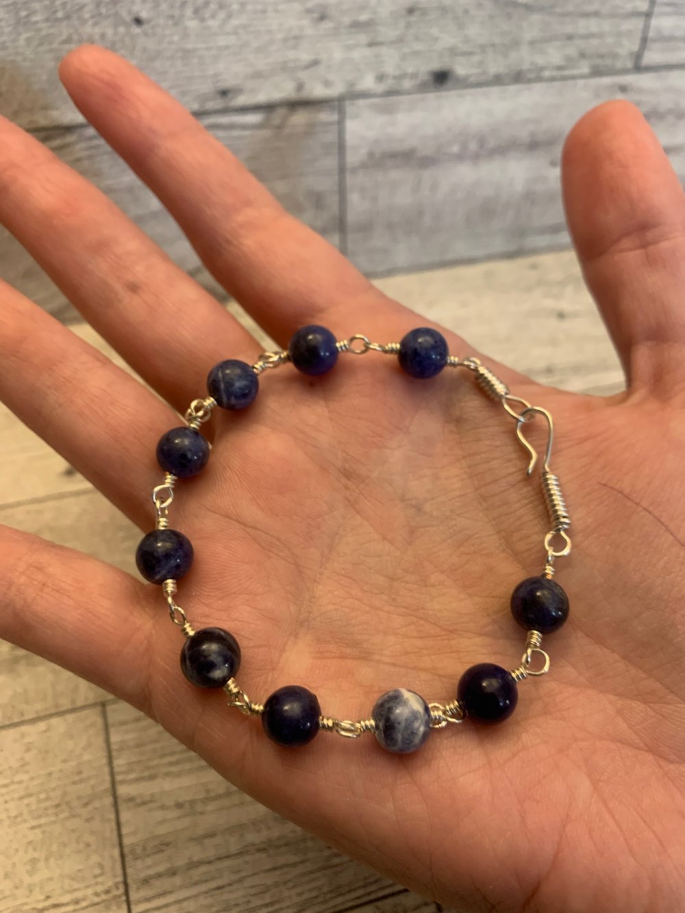 sodalite wire wrapped bracelet