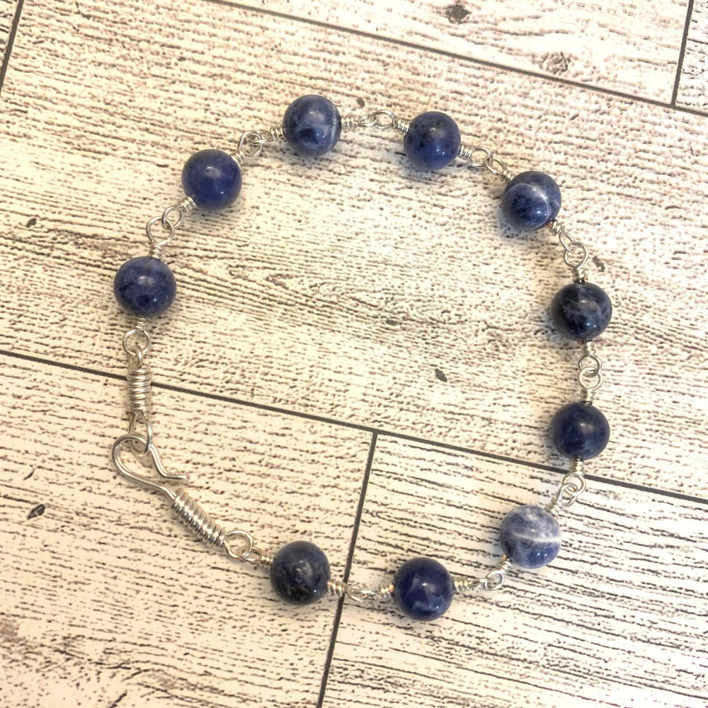 sodalite wire wrapped bracelet