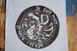 Je suis mon propre refuge - patch linogravure originale sur coton