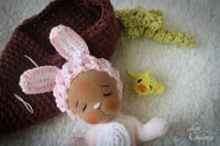 Image 5 of Candy, 4 inch Baby Bunny Doll with Carrot bed.