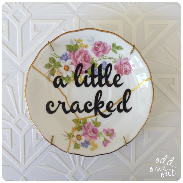 Image of A Little Cracked - Hand Painted Kintsugi plate (rose)