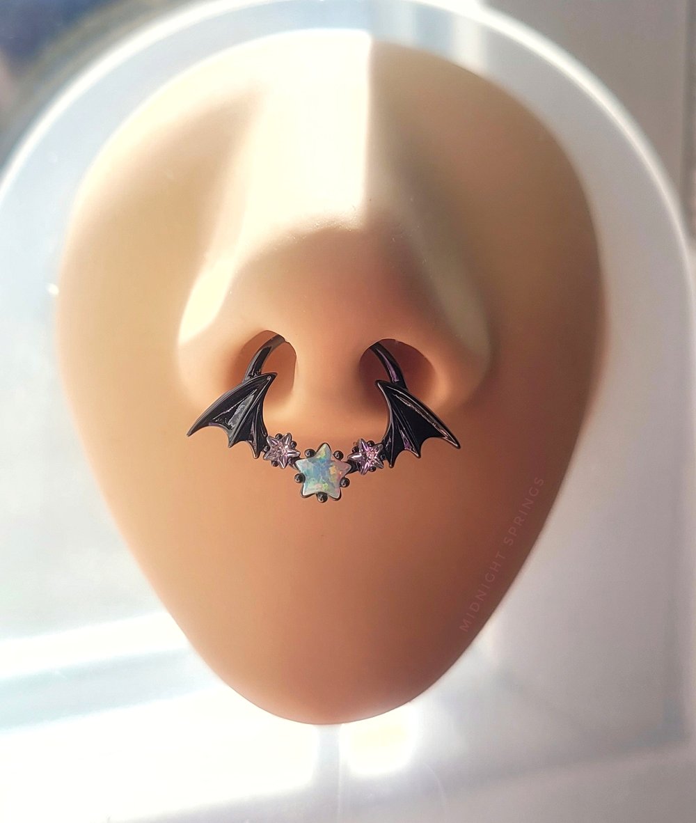 Image of Starry Bat Septum Rings - 16G and Faux Clip-On Options