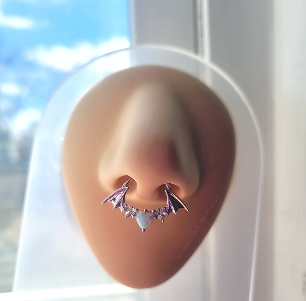 Image of Heart Bat Wing Septum Rings (Faux or Clicker)