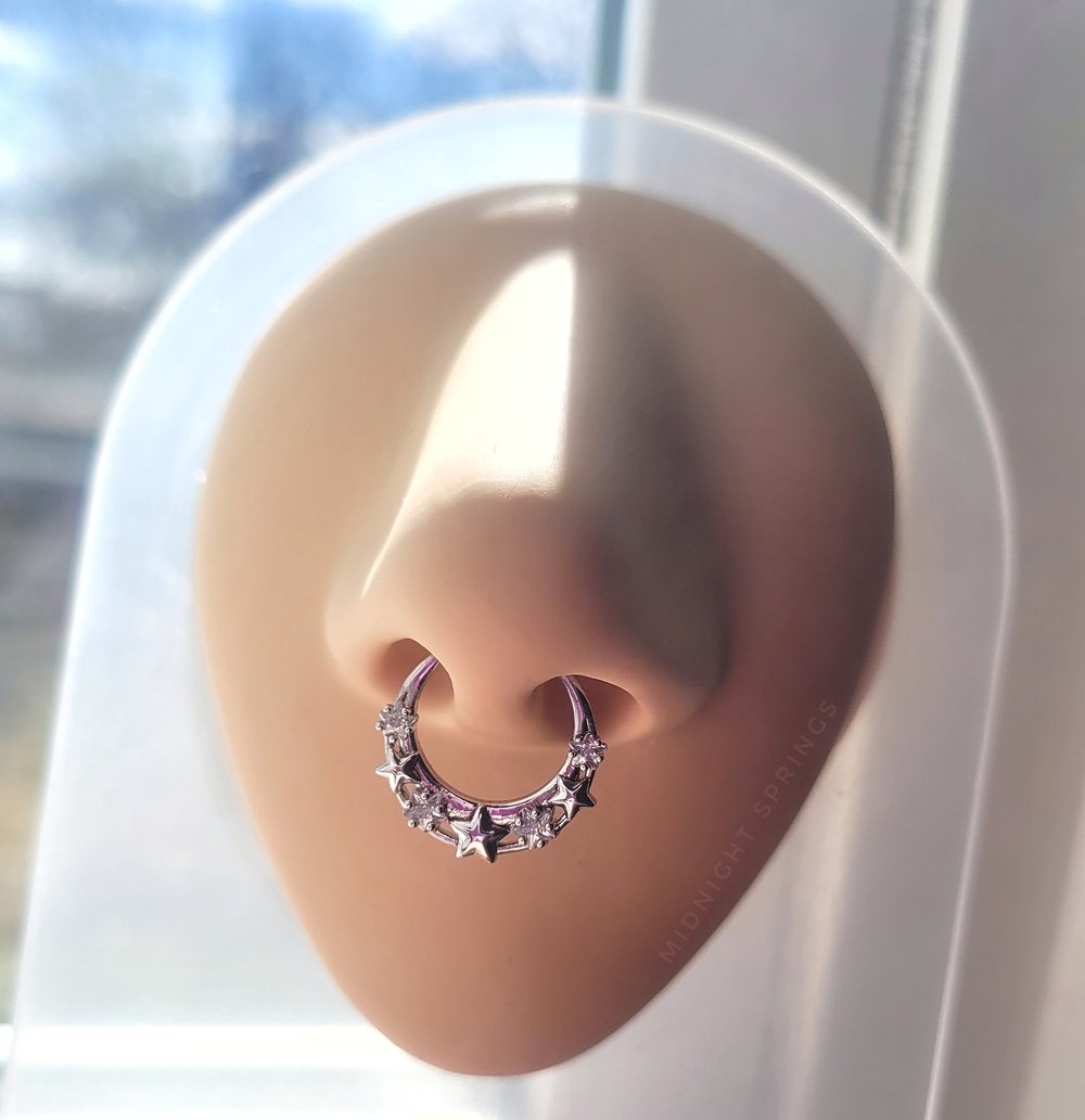 Image of Celestia Septum Rings - 16G and Faux - Black and Silver
