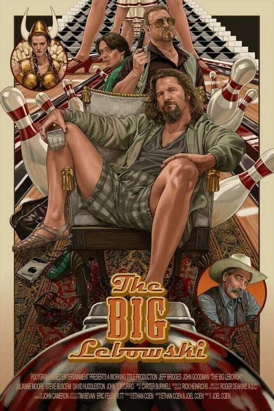 Image of SCRATCH & DENT - THE BIG LEBOWSKI NUMBERED 24X36 SCREEN PRINT 