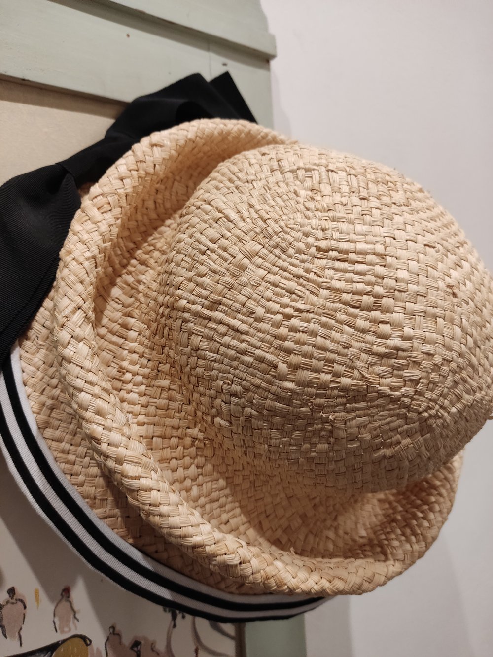 Image of Cappello Abat-jour paglia e righe