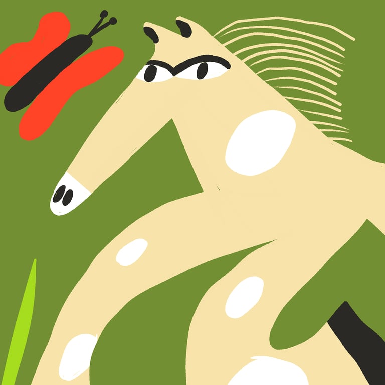 Horse and Butterflies Image 2