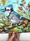 In the Breeze – Blue Jay – bird painting