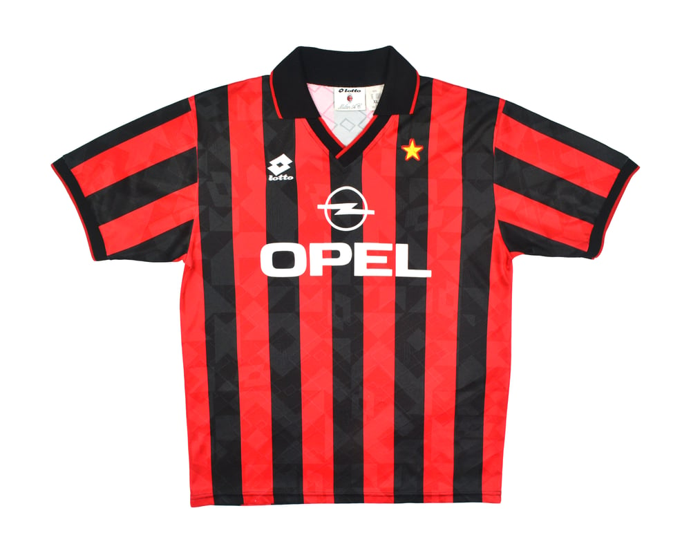 Image of 1994-95 Lotto AC Milan Player Issue Home Shirt 'Baresi 6'  XL