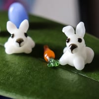 Image 1 of Tiny Glass Bunny with Carrots