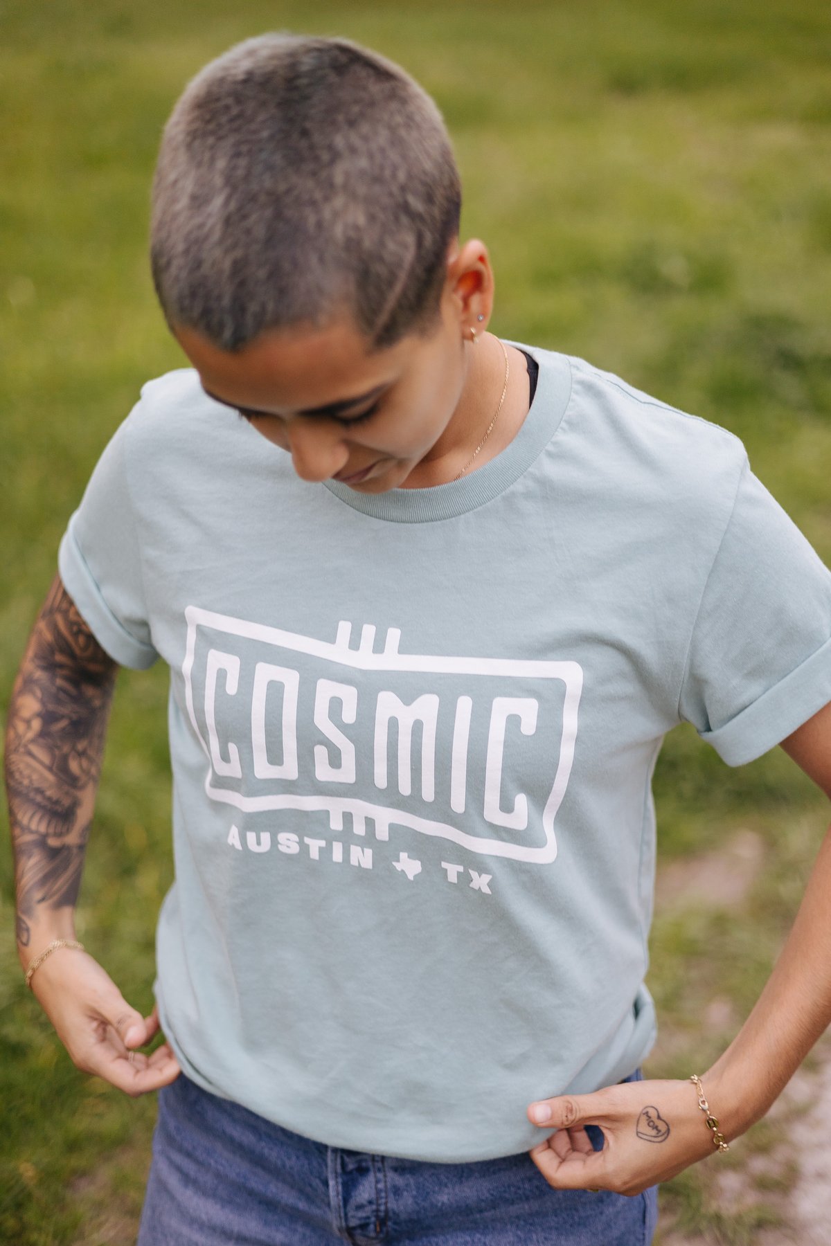 Bowtie Tee - Dusty Blue
