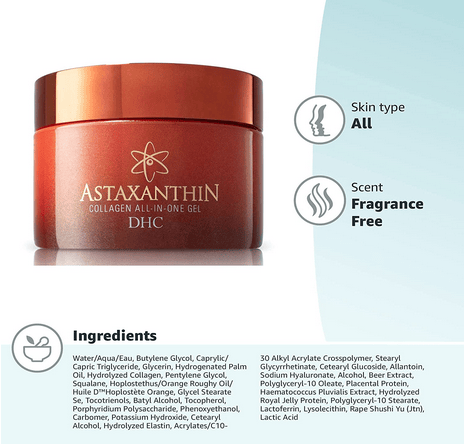 DHC Astaxanthin Collagen All-in-One Gel, Brightening Daytime Facial Moisturizer, Lightweight, Toning