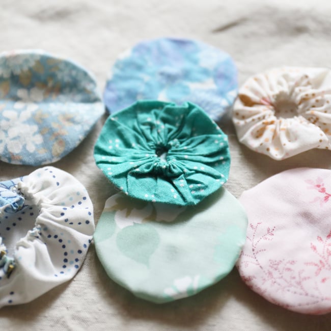 Box of Vintage Patchwork Pieces.