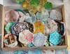 Box of Vintage Patchwork Pieces.