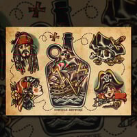 Image 1 of Pirates - Tattoo Flash Print