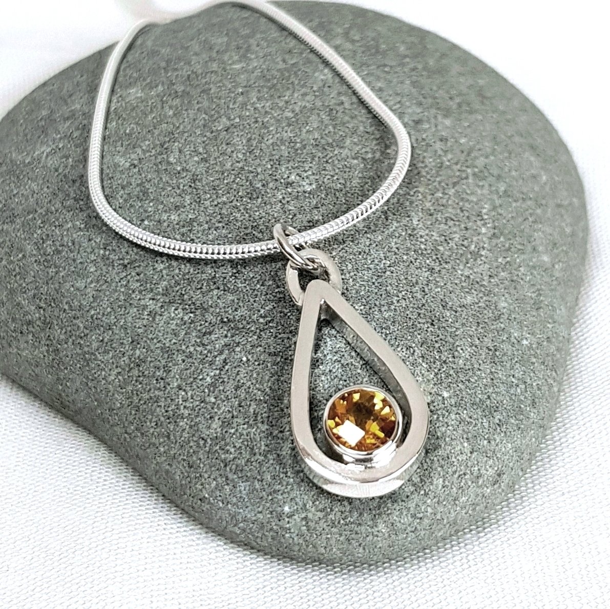 Sterling silver sale citrine necklace