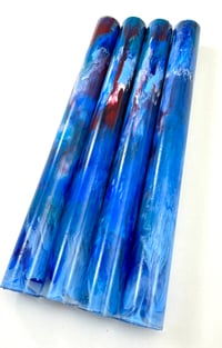 Image 3 of 'Airlift' Bespoke Pen Blanks, Pressure Cast in Alumilite Resin. Blues, Teals & Reds. Maker ready!