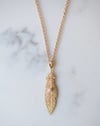 18K Gold Feather Diamond Necklace