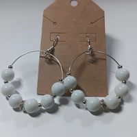 Image 1 of White Beaded Earrings 