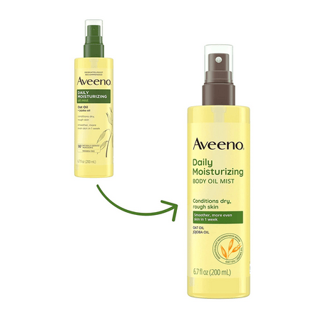 Aveeno Daily Moisturizing Dry Body Oil Mist with Oat and Jojoba Oil for Dry, Rough Sensitive Skin.