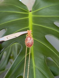 Image 5 of Gold Red Moss Agate Oval Crystal Necklace