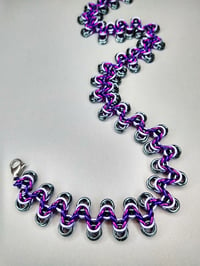 Image 2 of Purple Ombre Staggered Byzantine Halves Chainmaille Necklace