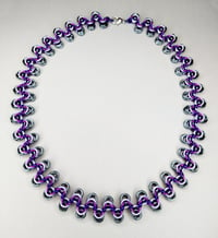 Image 1 of Purple Ombre Staggered Byzantine Halves Chainmaille Necklace