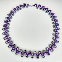Image 3 of Purple Ombre Staggered Byzantine Halves Chainmaille Necklace