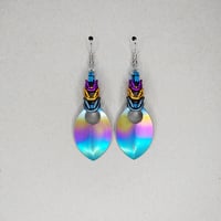 Graduated Box Weave + Rainbow Scale Earrings