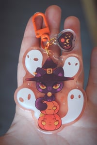 Image 3 of Halloween Black cat Keychain