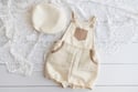 Tobias ivory romper OR hat / two sizes