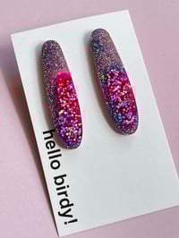 Image 1 of Bronte long stud earring Pink Glitter