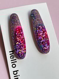 Image 2 of Bronte long stud earring Pink Glitter
