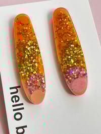 Image 2 of Bronte long stud earring Amber & Pink 