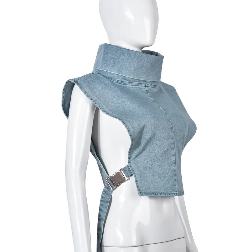 Image of Denim Buckle Vest 