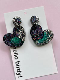 Ranni heart earring Black glitter 