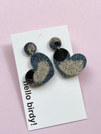 Image 1 of Ranni heart earring Silver & Black