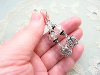 Image 3 of Art Deco Silver Crown Earrings, Pierced or Clip On