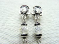 Image 6 of Art Deco Silver Crown Earrings, Pierced or Clip On