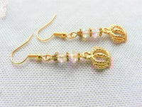 Image 4 of Vintage Crystal Golden Crown Earrings, Pierced or Clip On