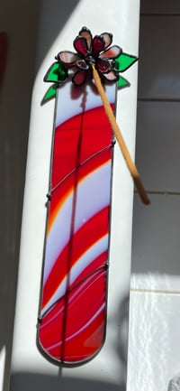 Image 1 of Candy cane incense burner with 3D flower