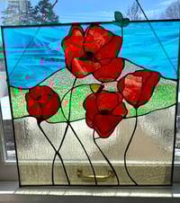 Image 1 of Poppy panel with 3D butterfly