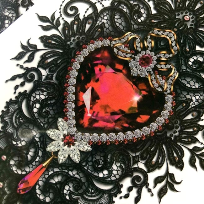 'Red Heart Amethyst Laced'