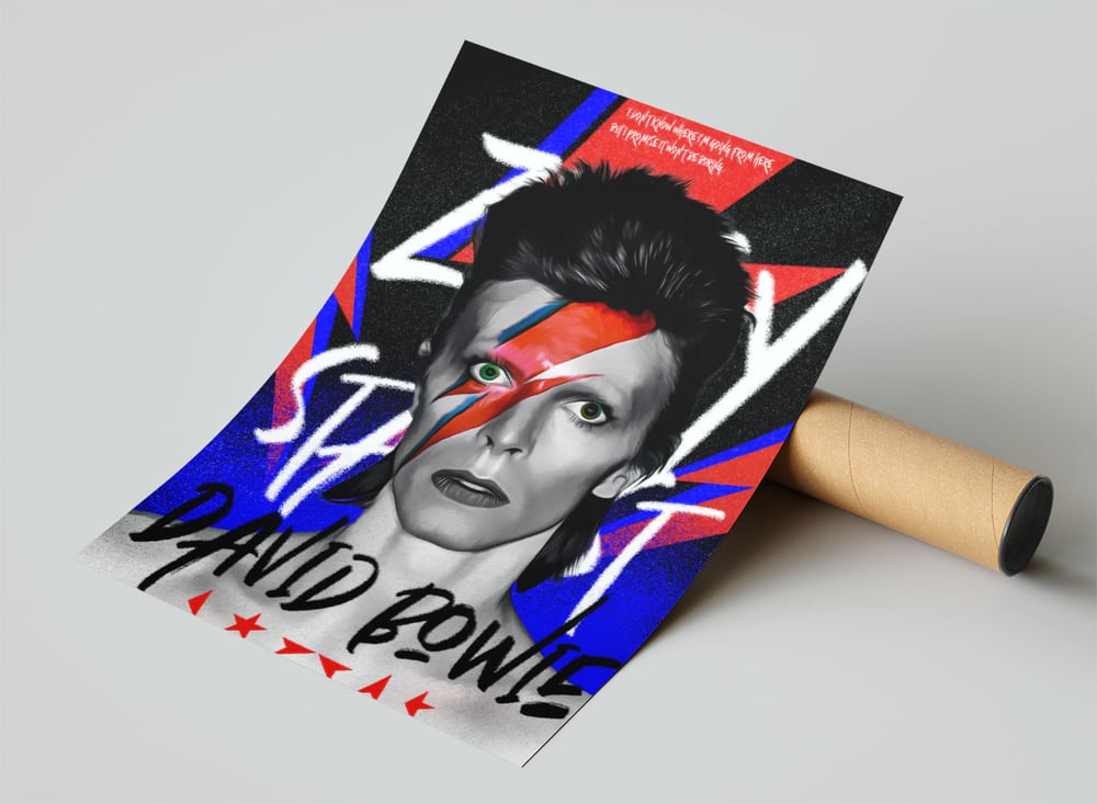 David Bowie - Aladdin Sane, Ziggy Stardust Pop Art Poster Print