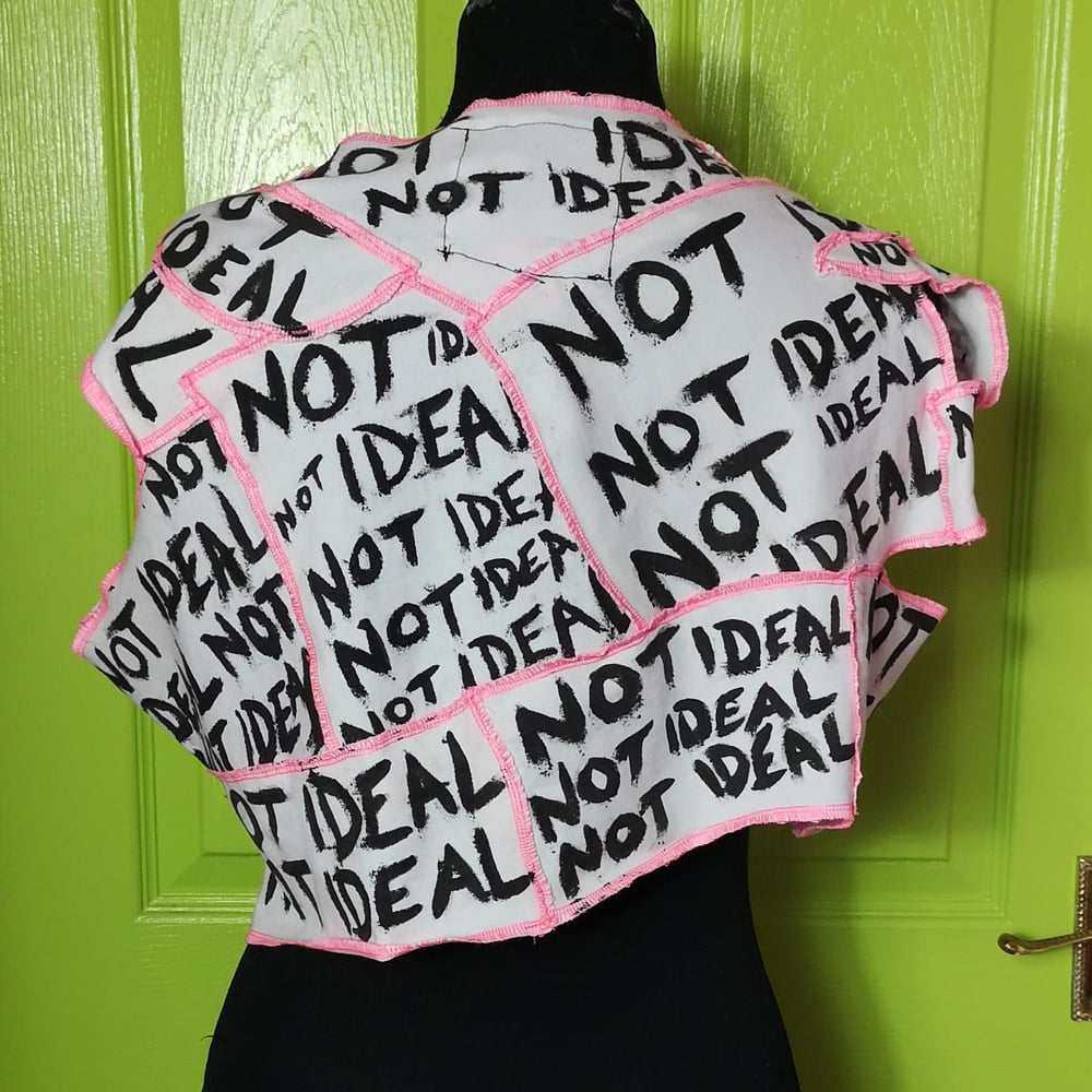 NOT IDEAL ASYMMETRIC DECONSTRUCTED PATCHWORK CROP TOP
