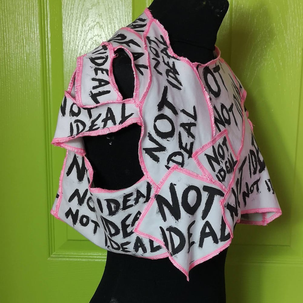 NOT IDEAL ASYMMETRIC DECONSTRUCTED PATCHWORK CROP TOP