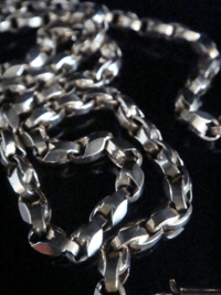 Image 3 of EDWARDIAN FANCY LINK 9CT CHAIN 18.5 INCHES 12G BARREL CLASP WITH 9C TAG AND MAKERS MARKS
